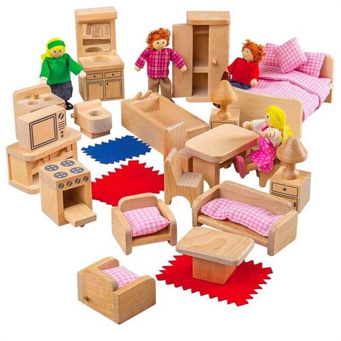 Bigjigs Doll Family & Furniture Set